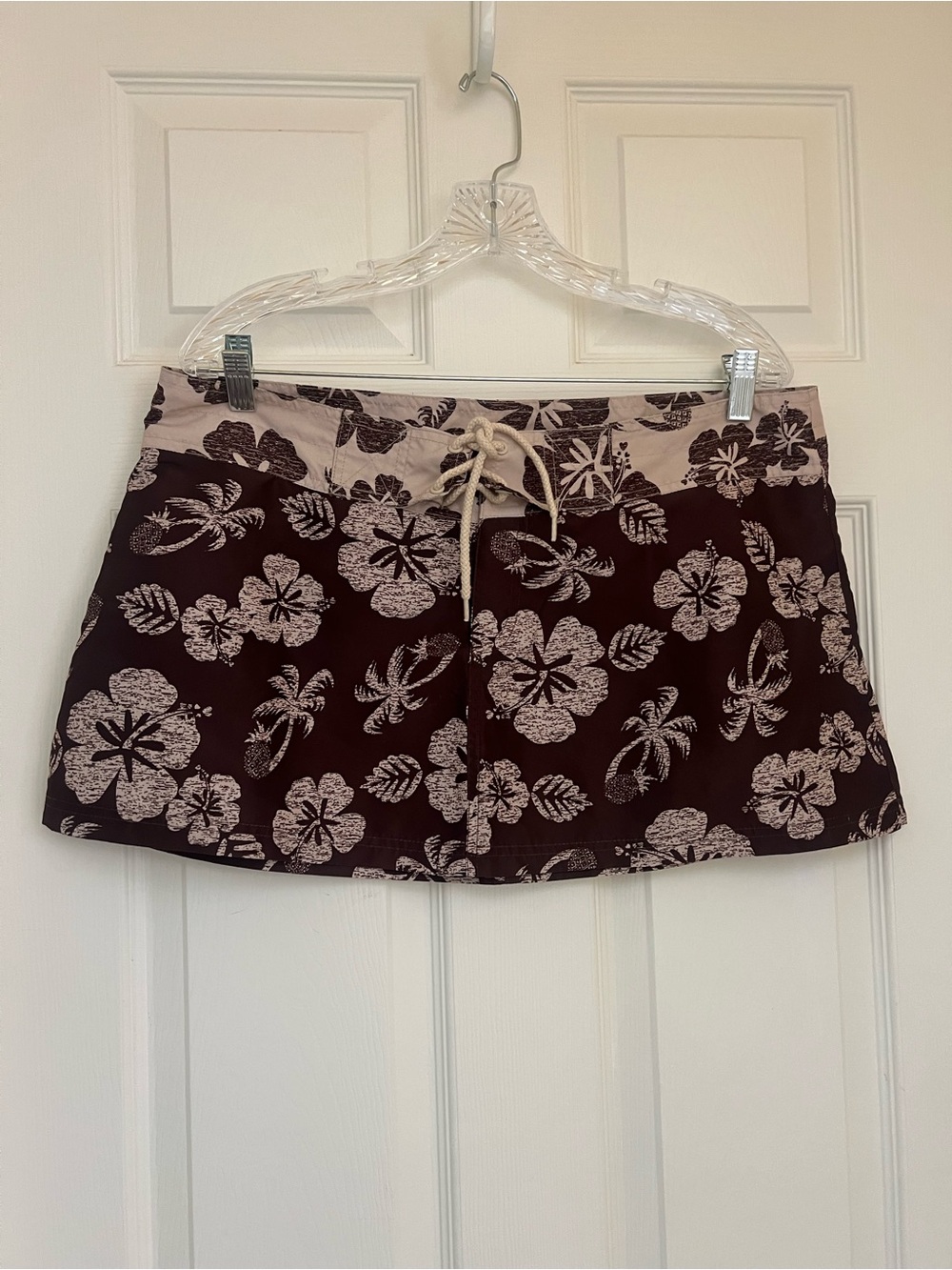 raya sun Brown and Cream Floral Swim Skirt